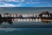 蜜桃传媒盘点：猛料3种类型，神秘人上榜理由极其令人窒息