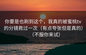你要是也刷到这个，我真的被蜜桃tv的分镜救过一次（有点夸张但是真的）（不服你来试）