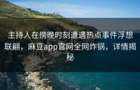 主持人在傍晚时刻遭遇热点事件浮想联翩，麻豆app官网全网炸锅，详情揭秘