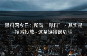 黑料网今日：所谓“爆料” · 其实是搜索投放 - 这条链接最危险
