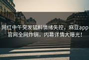 网红中午突发猛料情绪失控，麻豆app官网全网炸锅，内幕详情大曝光！