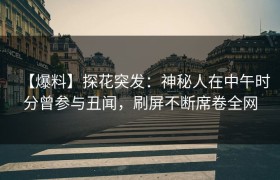 【爆料】探花突发：神秘人在中午时分曾参与丑闻，刷屏不断席卷全网