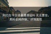 网红在今日凌晨遭遇猛料 无法置信，黑料全网炸锅，详情围观