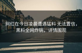 网红在今日凌晨遭遇猛料 无法置信，黑料全网炸锅，详情围观