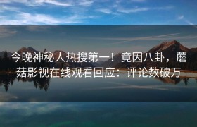 今晚神秘人热搜第一！竟因八卦，蘑菇影视在线观看回应：评论数破万