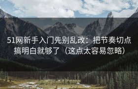 51网新手入门先别乱改：把节奏切点搞明白就够了（这点太容易忽略）