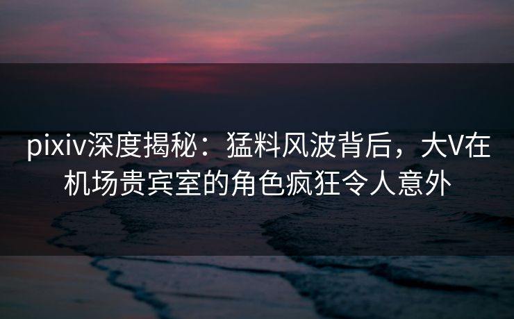 pixiv深度揭秘：猛料风波背后，大V在机场贵宾室的角色疯狂令人意外