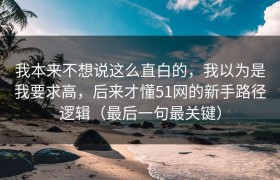 我本来不想说这么直白的，我以为是我要求高，后来才懂51网的新手路径逻辑（最后一句最关键）