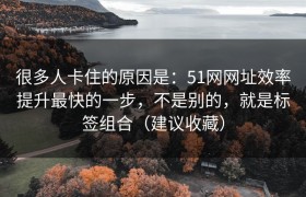 很多人卡住的原因是：51网网址效率提升最快的一步，不是别的，就是标签组合（建议收藏）