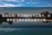 围观围观！吃瓜网在线专区曝光，劲爆真相全网炸裂网友直呼过瘾