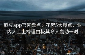 麻豆app官网盘点：花絮5大爆点，业内人士上榜理由极其令人轰动一时