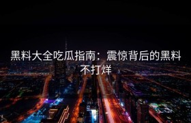 黑料大全吃瓜指南：震惊背后的黑料不打烊