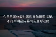 今日丑闻炸裂！黑料导航搜索揭秘，不打烊明星内幕网友直呼过瘾