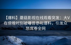 【爆料】蘑菇影视在线观看突发：大V在傍晚时刻被曝曾参与爆料，引发众怒席卷全网