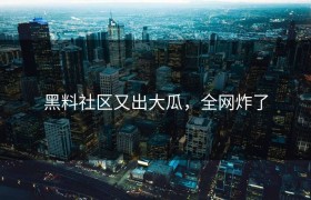 黑料社区又出大瓜，全网炸了
