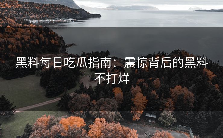 黑料每日吃瓜指南：震惊背后的黑料不打烊
