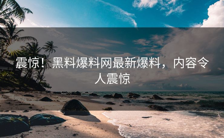 震惊！黑料爆料网最新爆料，内容令人震惊