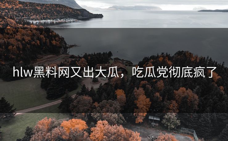 hlw黑料网又出大瓜，吃瓜党彻底疯了