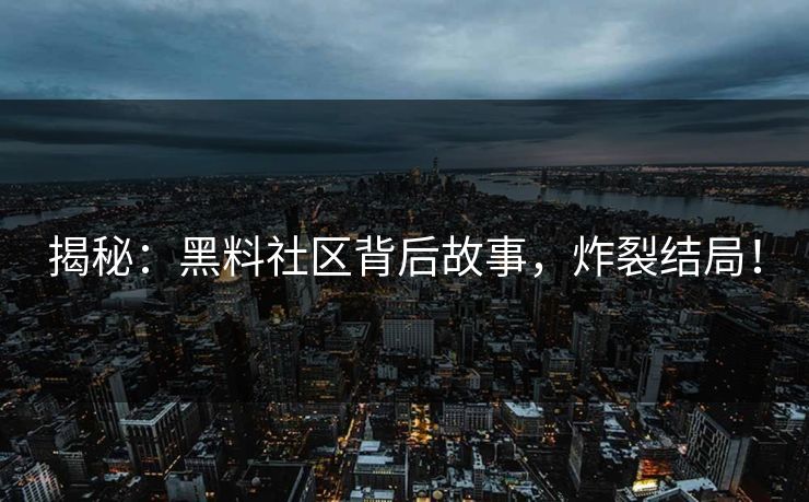 揭秘：黑料社区背后故事，炸裂结局！