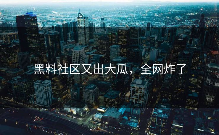 黑料社区又出大瓜，全网炸了