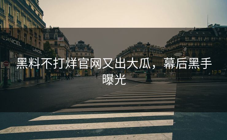 黑料不打烊官网又出大瓜，幕后黑手曝光