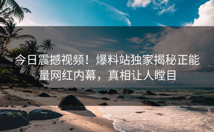 今日震撼视频！爆料站独家揭秘正能量网红内幕，真相让人瞠目
